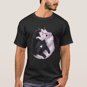 Black And White Cat Yin Yang Animal T-Shirt
