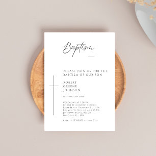 Black and White Catholic Baptism For Boy Girl Invitation