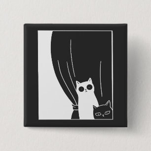 Black and White Cats   15 Cm Square Badge