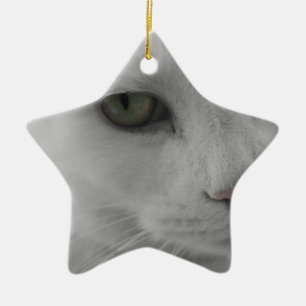 Black and white cats face ceramic tree decoration