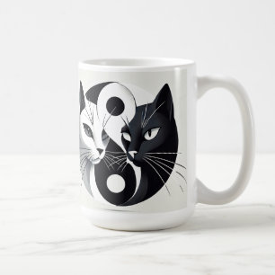 Black and White Cats Forming a Yin-Yang Symbol Coffee Mug