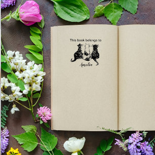 Black and White Cats Illustrated This book belongs Self-inking Stamp