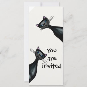 Black and white cats invitation