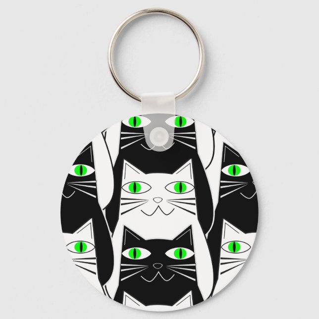 Black and White Cats Key Ring (Front)
