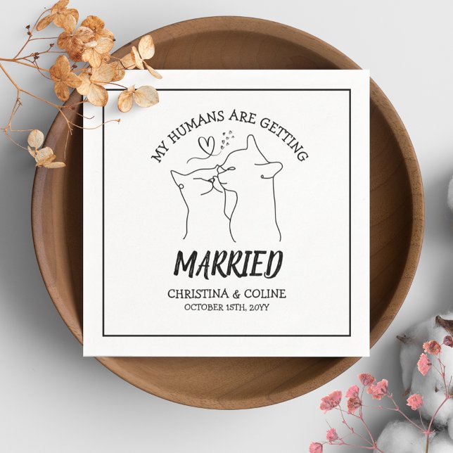 Black and White Cats Modern Fun Simple Weddings   Napkin (Creator Uploaded)