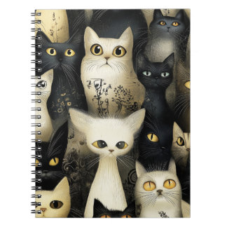 black and white cats notebook