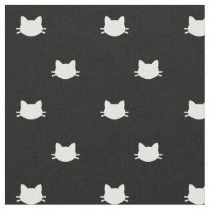 Black and White Cats Pattern Fabric