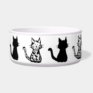 Black and White Cats Pattern Large Pet Bowl