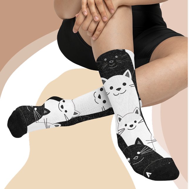 Black and white Cats Socks (Cute 'n quirky socks for cat lovers!)