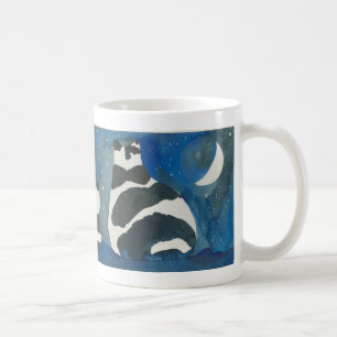 black and white cats under moon coffee mug