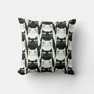 Black and White Cats Vintage Old Print Cushion
