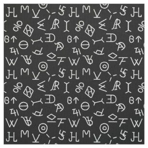 Black and White Cattle Brands Fabric
