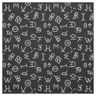 Black and White Cattle Brands Fabric