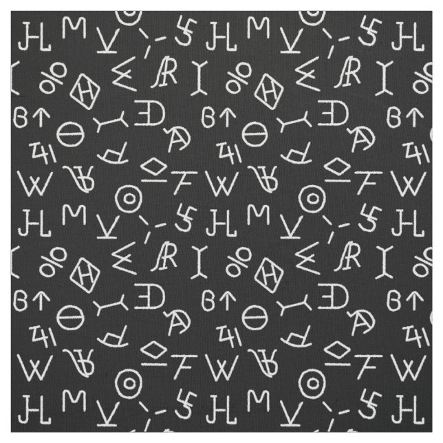 Black and White Cattle Brands Fabric (Swatch)