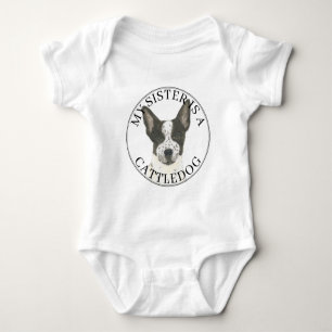Black and White Cattledog Heeler Big Sister Baby Bodysuit