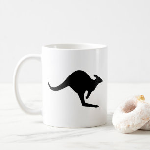 Black and White Caution Kangaroo Coffee Mug
