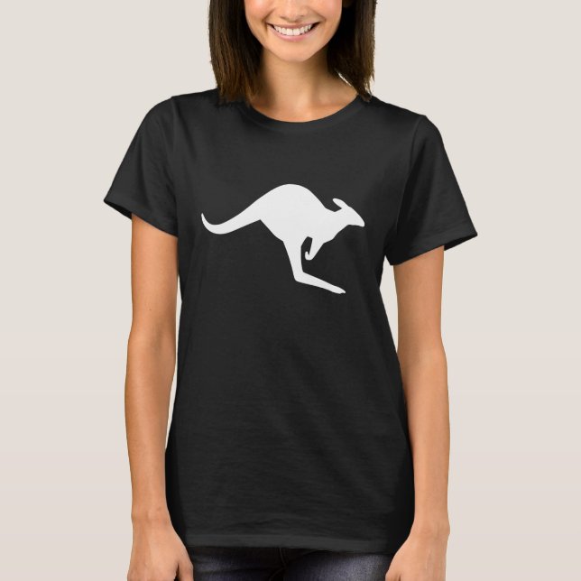 Black and White Caution Kangaroo T-Shirt (Front)