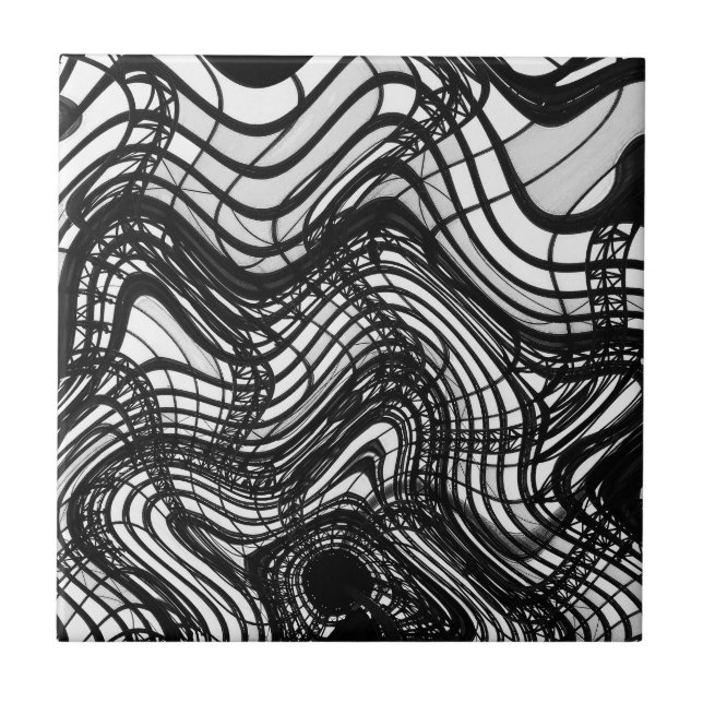 Black And White Ceiling Wavy, 2016 | SVP Images Ceramic Tile (Front)