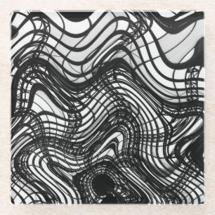 Black And White Ceiling Wavy, 2016 SVP Images Glass Coaster