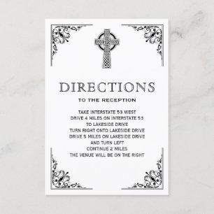 Black and White Celtic Cross Wedding Directions Enclosure Card