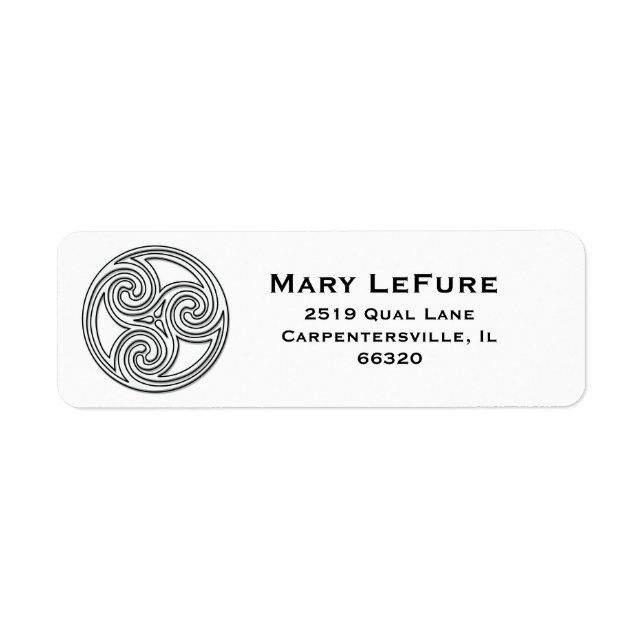 Black and White Celtic Knot Triskelion Labels (Front)