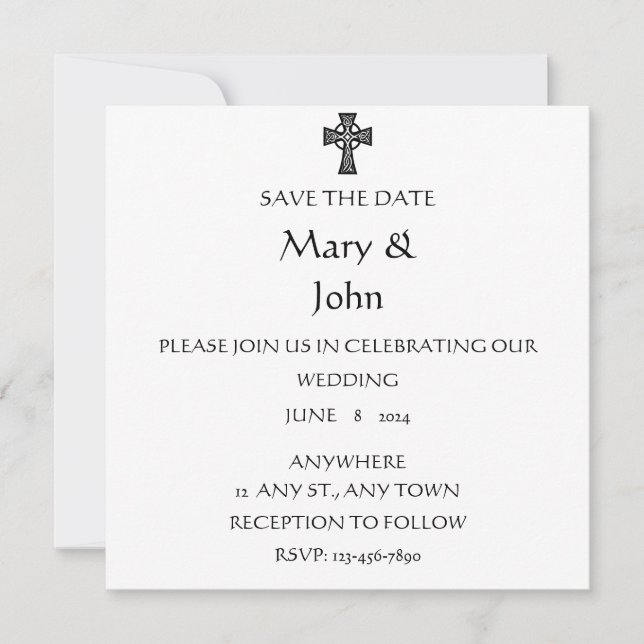 Black and White Celtic Wedding Invitation (Front)