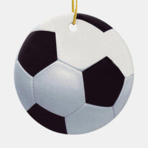 Black and White Ceramic Soccer Ball Ornament