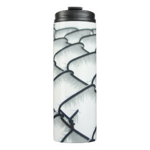 Black and white chain link fence thermal tumbler