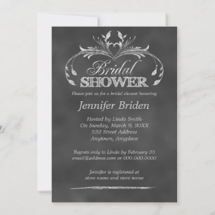 Black And White Chalkboard Modern Bridal Shower In Invitation