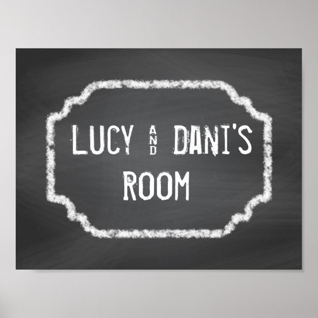 Black and White Chalkboard Roommates Wall Art (Front)