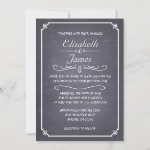 Black and White Chalkboard Wedding Invitations