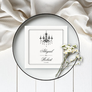 Black and white chandelier Old Money wedding Napkin