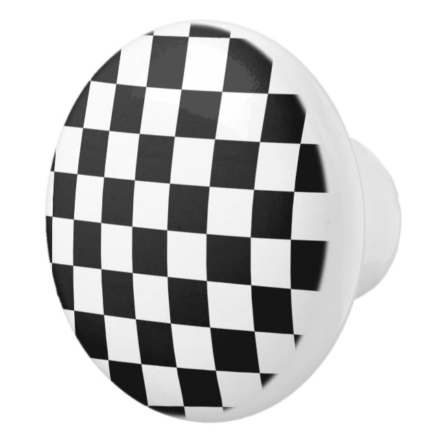 black and white check ceramic knob (Right)