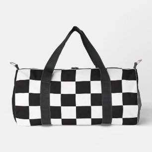 Black And White Check Pattern Classic Duffle Bag