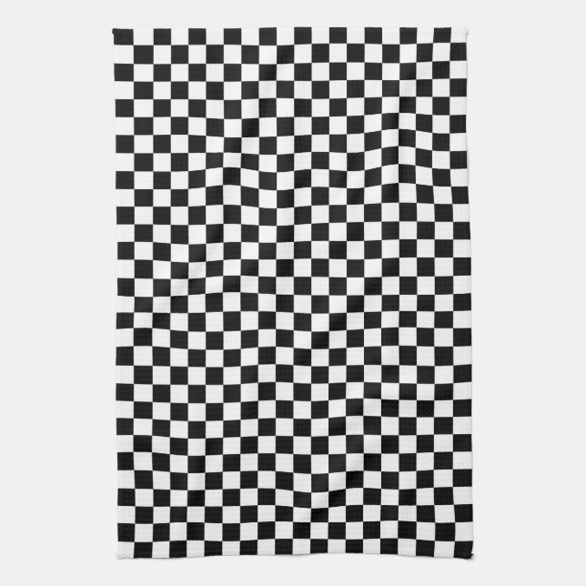 Black and White Check pattern Tea Towel (Vertical)