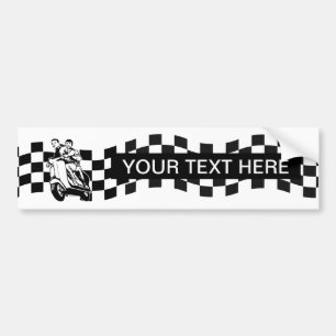 Black and white check scooter riders bumper sticker