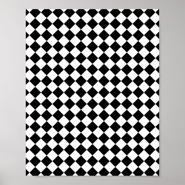 Black and White Checked Design Poster (Front)