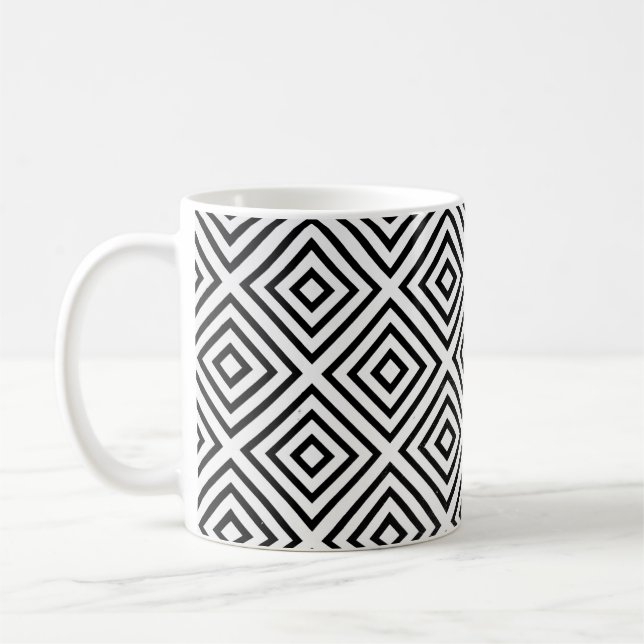 Black and white checked digital wallpaper coffee mug (Left)