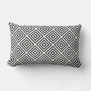 Black and white checked digital wallpaper lumbar cushion