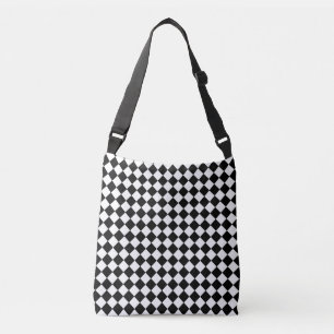 Black and White Checker Pattern Crossbody Bag