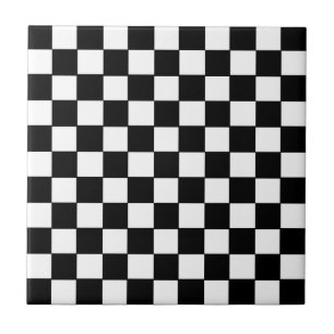 Black and White Checkerboard Ceramic Tile