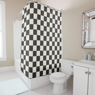 Black and white Checkerboard Check Checkered Shower Curtain