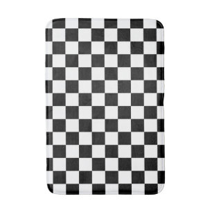 Black and white checkerboard pattern  bath mat