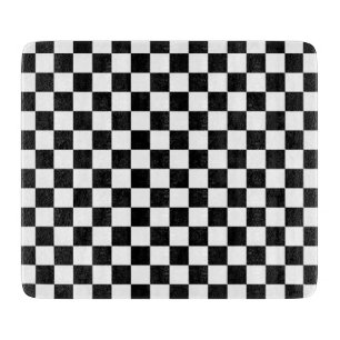 Black and white checkerboard pattern cutting board