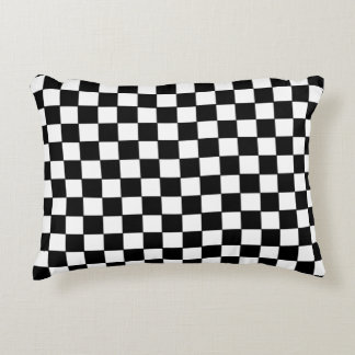 Black and White Checkerboard Pattern Decorative Cushion