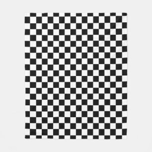 Black and white checkerboard pattern fleece blanket
