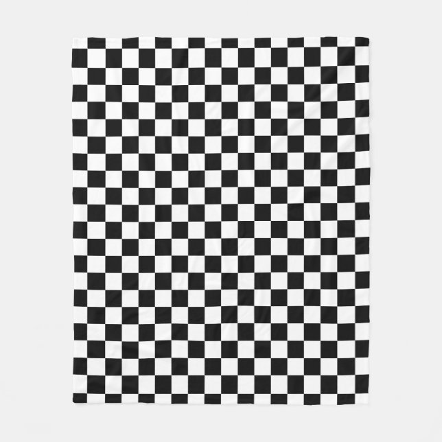 Black and white checkerboard pattern  fleece blanket (Front)
