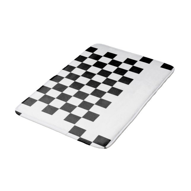 Black and white checkered bath mat (Angled)