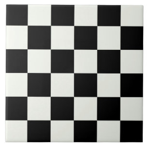 Black and White Checkered Check Pattern Ceramic Ti Tile