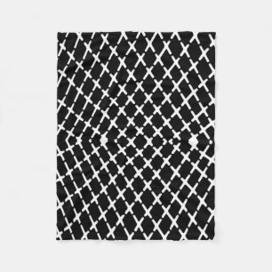 Black and white checkered illustration fleece blanket